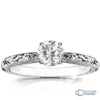 Hand Engraved Solitaire Engagement Ring (0.39ct tw)