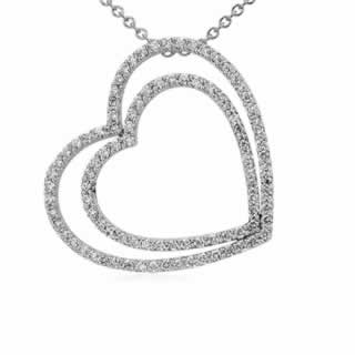 Duet Heart Diamond Pendant in 9K White Gold (1.04ct tw)