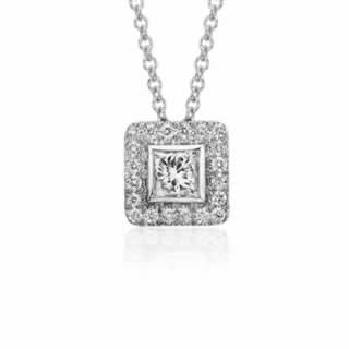 Princess Cut Diamond Halo Pendant in 9K White Gold (0.45ct tw)