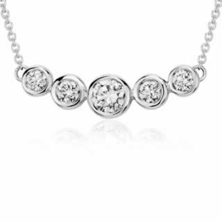 Bezel Bar Diamond Necklace in 9K White Gold (0.45ct tw)