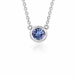 Tanzanite Bezel Pendant in 9K White Gold 