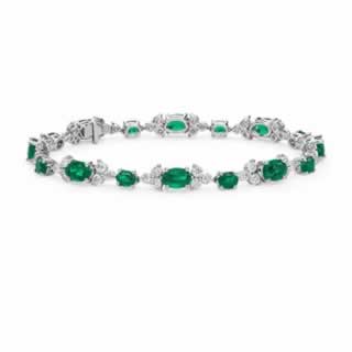 Green Tourmaline and Diamond Bracelet in 9K White Gold (0.38ct tw)