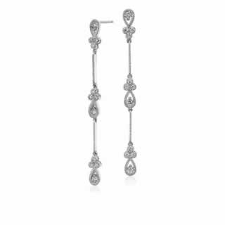 Long Dangle Diamond Earrings in 9K White Gold ()