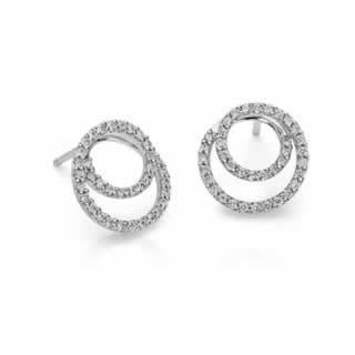 Diamond Open Circle Earrings in 9K White Gold ()