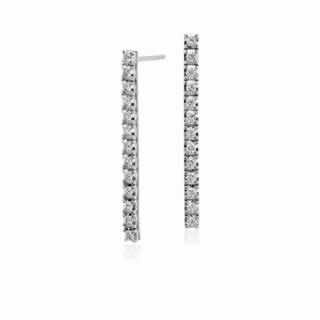 Diamond Line Drop Earrings in 9K White Gold ()