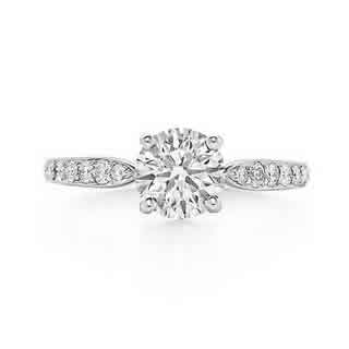 Petite Pave Set Diamond Engagement Ring In 18K White Gold(0.00ct tw ...
